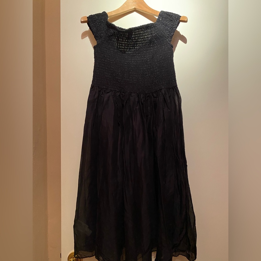 Black smocked JCrew medium dress 100% cotton with sheer bottom